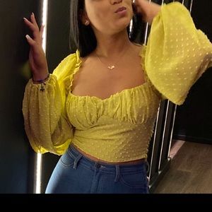 Yellow Ballon Sleeve Blouse